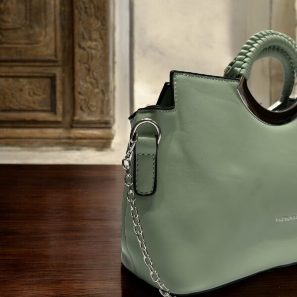 Elegant Metallic Handle Shoulder Bag - Image 14