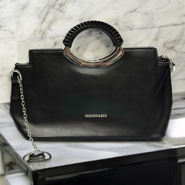 Elegant Metallic Handle Shoulder Bag