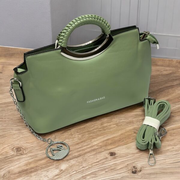 Elegant Metallic Handle Shoulder Bag - Image 11