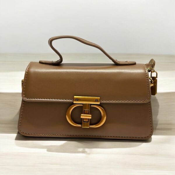 Elegant Leather Handbag with Gold Buckle - Image 6