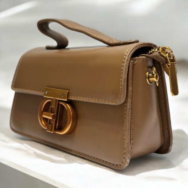 Elegant Leather Handbag with Gold Buckle - Image 7
