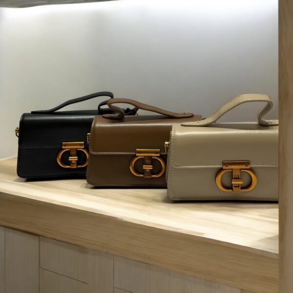 Elegant Leather Handbag with Gold Buckle - Image 17